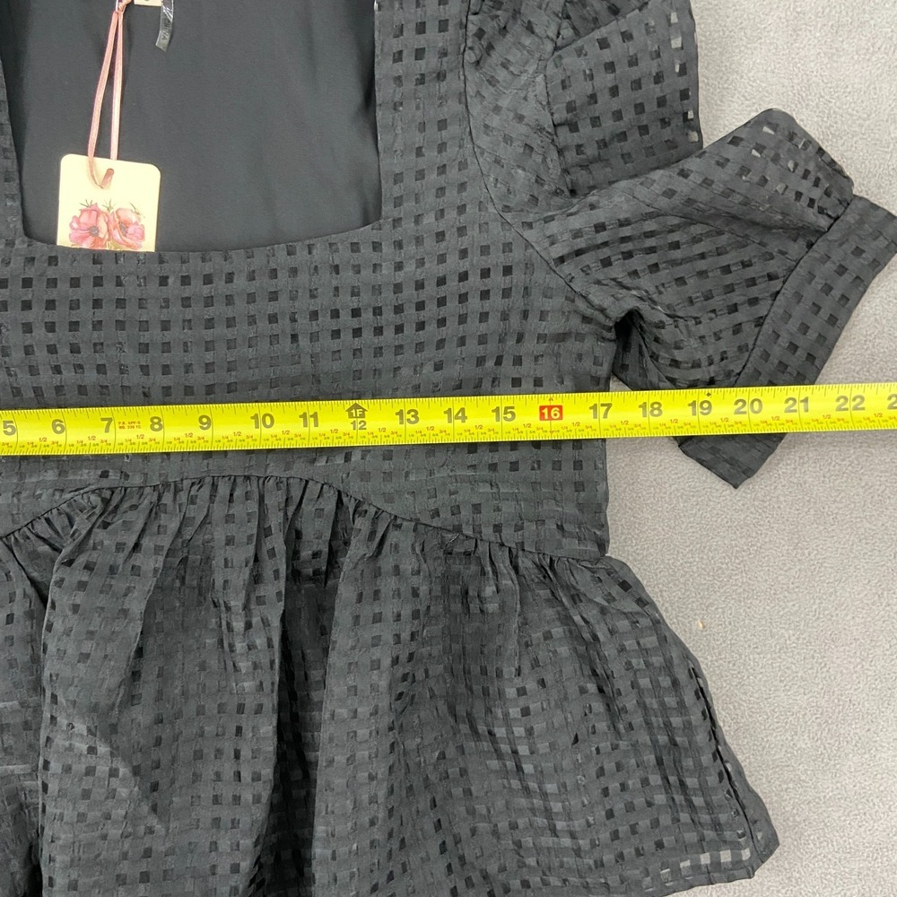 Entro Bell Lenny Blouse Top Womens Small Black Pleated Lined Casual Square Neck - Picture 4 of 8